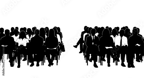 Silhouetted People Sitting in Meeting.
