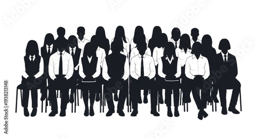 Silhouetted People Sitting in Meeting.