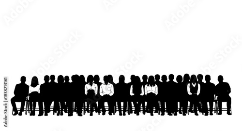 Silhouetted People Sitting in Meeting.