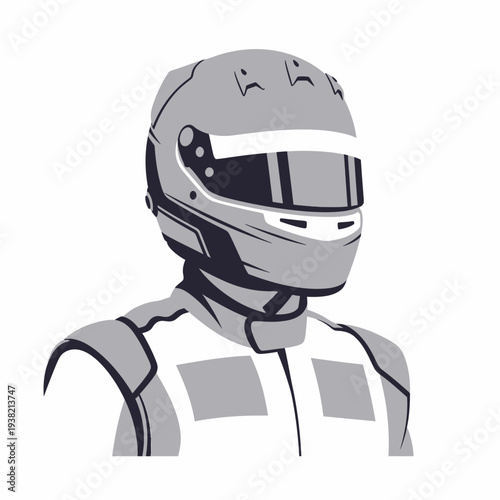 Monochrome portrait of a professional racing driver