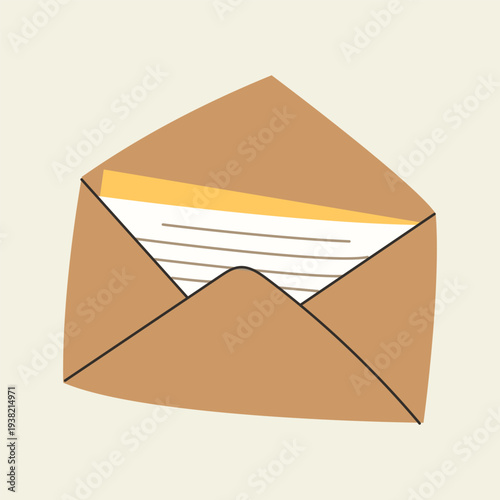 An open brown kraft paper envelope with a letter tucked inside.
