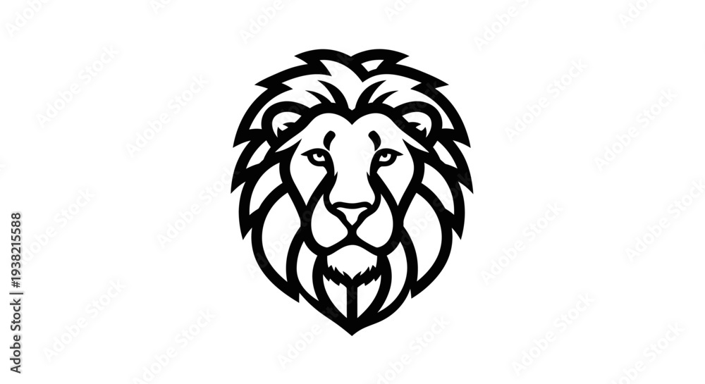 Fototapeta premium Black Lion Head Illustration Graphic Design.