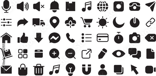 Collection of various black icons