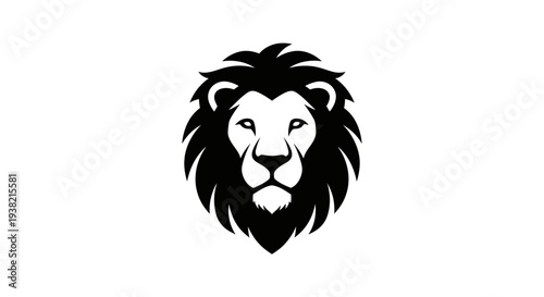 Black Lion Head Illustration Closeup.