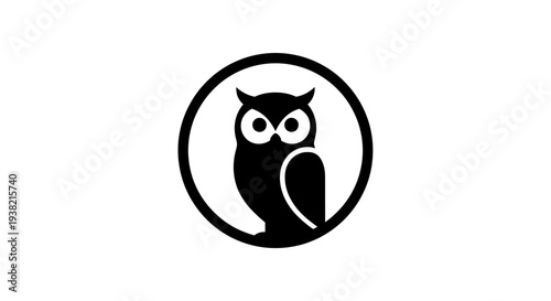 Black Owl Silhouette in Circle Logo.
