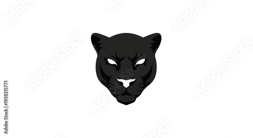 Black Panther Head Illustration Silhouette Icon.