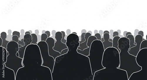Silhouettes of People in Crowd.