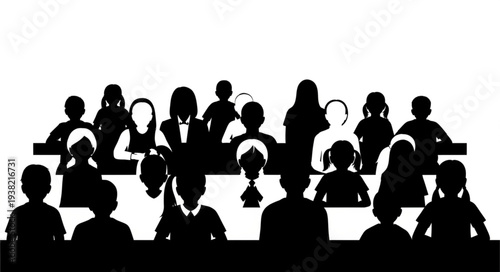 Silhouettes of People in Meeting.