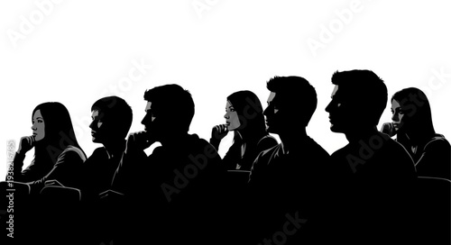 Silhouettes of People on Phone.