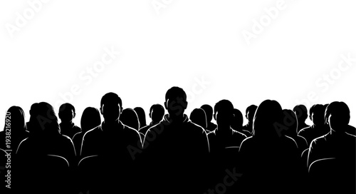 Silhouetted People Standing Together.