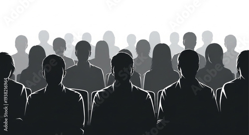 Silhouetted People Standing Together.