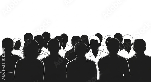 Silhouetted People Standing Together.