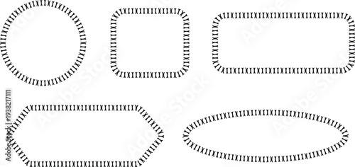 Set of Dashed Line Frames in Various Geometric Shapes