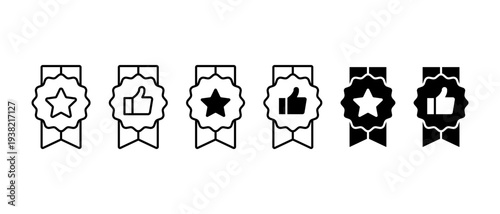 Winner Medal Vector Icon. Champion Rosette with Star Ribbon