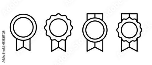 Winner Medal Vector Icon. Champion Rosette with Star Ribbon