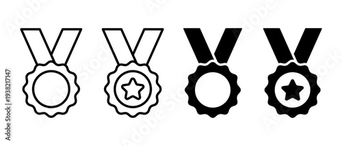 Winner Medal Vector Icon. Champion Rosette with Star Ribbon