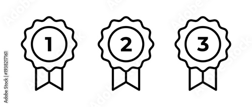 Winner Medal Vector Icon. Champion Rosette with Star Ribbon