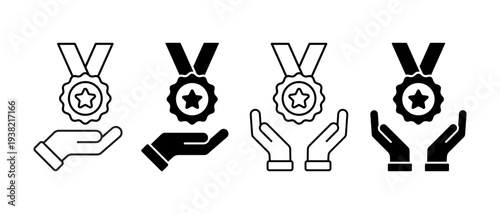 Winner Medal Vector Icon. Champion Rosette with Star Ribbon