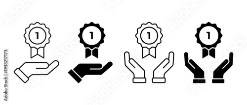 Winner Medal Vector Icon. Champion Rosette with Star Ribbon