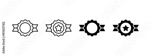 Winner Medal Vector Icon. Champion Rosette with Star Ribbon