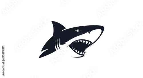 Black shark head with sharp teeth.