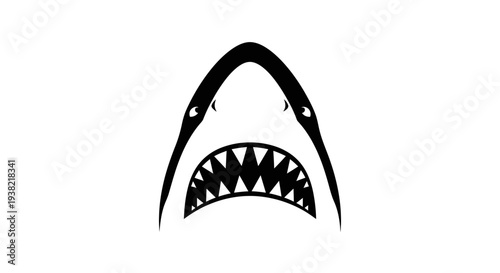 Black Shark Head Silhouette with Sharp Teeth.