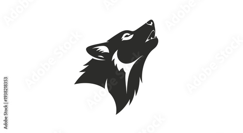 Black silhouette of a wolf howling.