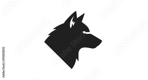 Black Silhouette of Wolf Head Profile.