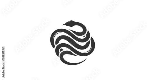 Black snake illustration coiled in circle.