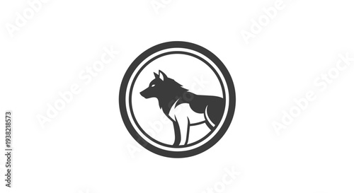 Black Silhouette of Unicorn Inside Circle.