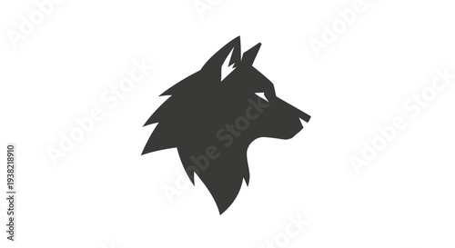 Black Wolf Head Silhouette Profile View.
