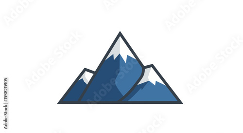 Blue Mountains Illustration with Snowy Peaks.