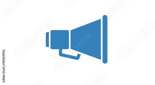 Blue Megaphone Icon Simple Design.