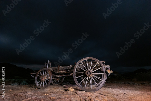 Old Wooden Wagon at Night