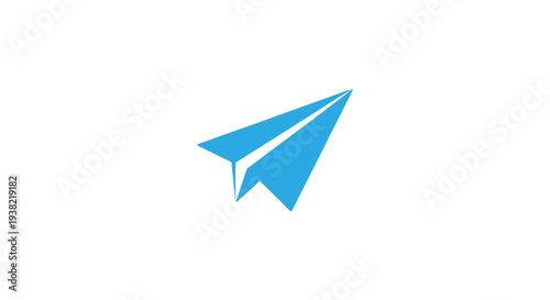 Blue Paper Airplane Icon Simple Design.