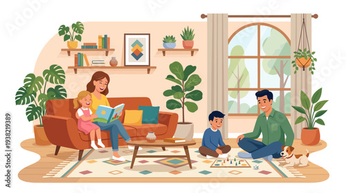 Family enjoying quality time together indoors.