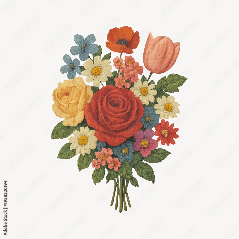 Fototapeta premium Vibrant floral bouquet illustration