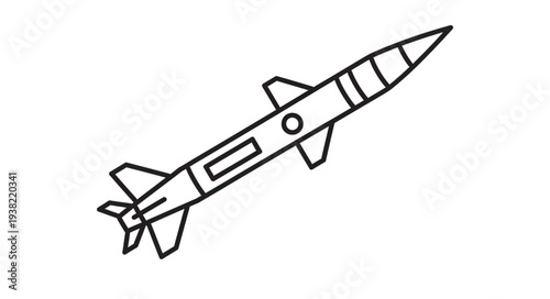 Simple Black and White Missile Illustration.