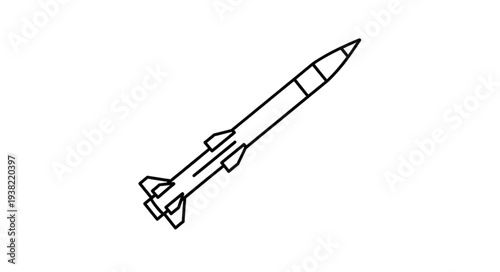 Simple Black and White Missile Illustration.
