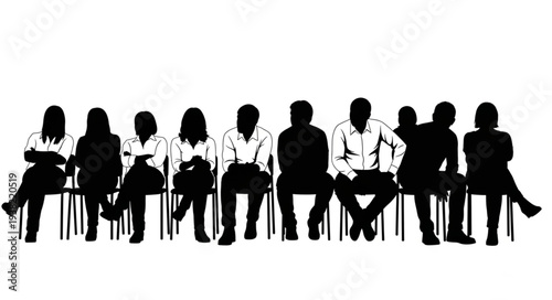 Silhouettes of People Sitting in a Row.