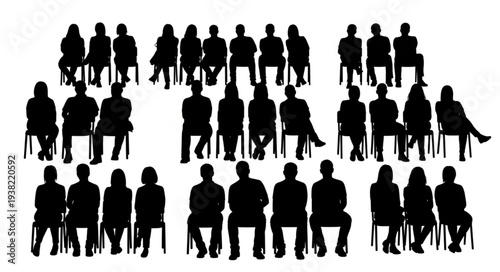Silhouettes of People Sitting in Chairs.