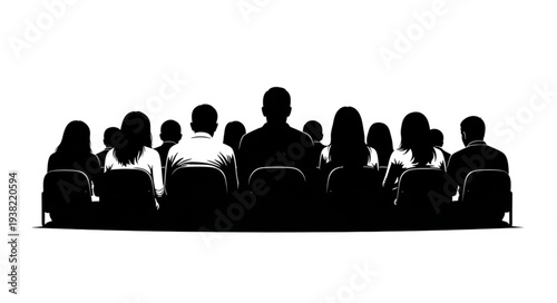 Silhouettes of People Sitting in a Row.