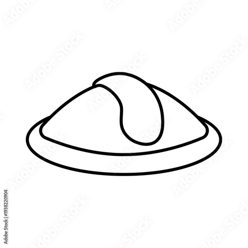 オムライス線画アイコン シンプルな洋食フードイラスト 日本の卵料理を表すミニマル料理ベクター素材 / Omurice line icon simple omelet rice food illustration minimal Japanese dish vector
