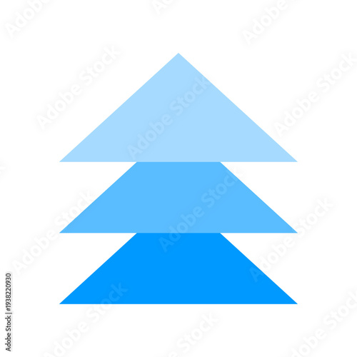 上向き矢印アイコン 青グラデーションの三段アローで上昇や成長を表すシンプルベクター素材 / Up arrow icon blue gradient stacked arrows growth direction vector
