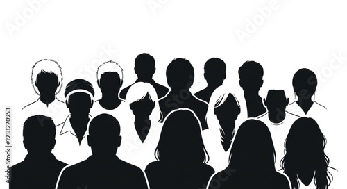 Silhouettes of People Standing Together.