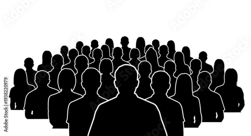 Silhouettes of People Standing Together.