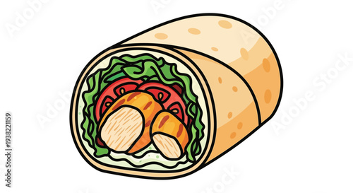 Delicious Chicken Shawarma Wrap Closeup.