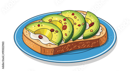 Avocado slices on toasted bread.