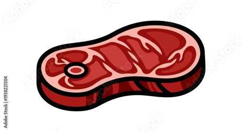 Raw Steak Meat Cut Illustration.