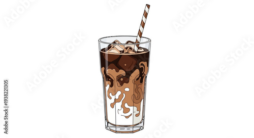 Cold coffee drink with ice cubes.